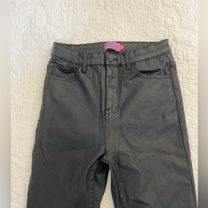 EDIKTED Black Leather Flare Pants